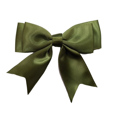 WWW.THECRAFTSHOP.NET Trucraft - 8.5cm Satin Ribbon Double Craft Bows - OLIVE - Pack of 5