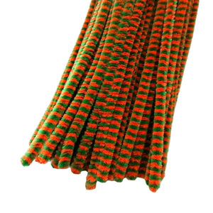 Trucraft - Chenille Pipe Cleaners  300mm x 6mm - Green / Orange Stripe - Pack of 100