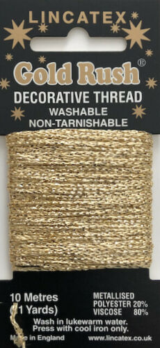 www.thecraftshop.net Lincatex Gold Rush Metallic Decorative Glitter Embroidery Thread 10m - PALE GOLD