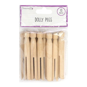 thecraftshop.net Dovecraft Essentials - Traditional Wooden Dolly Pegs - Pack of 10