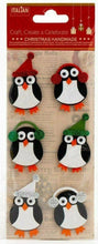 Load image into Gallery viewer, thecraftshop.net Italian Options - Glitter Winter Penguins Christmas Card Toppers - Pack of 6

