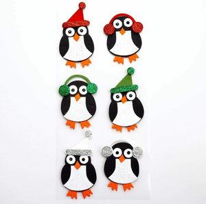 thecraftshop.net Italian Options - Glitter Winter Penguins Christmas Card Toppers - Pack of 6