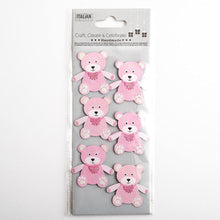 Load image into Gallery viewer, thecraftshop.net Italian Options - Baby Pink Teddy Bear Card Toppers - Pack of 6
