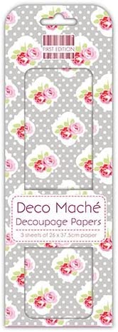 First Edition - Deco Mache Decoupage Paper - 3 x Sheets - Polka Rose