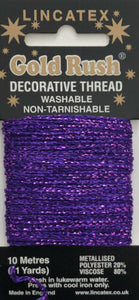 Lincatex Gold Rush Metallic Decorative Glitter Embroidery Thread 10m - PURPLE
