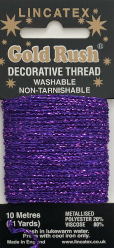 Lincatex Gold Rush Metallic Decorative Glitter Embroidery Thread 10m - PURPLE
