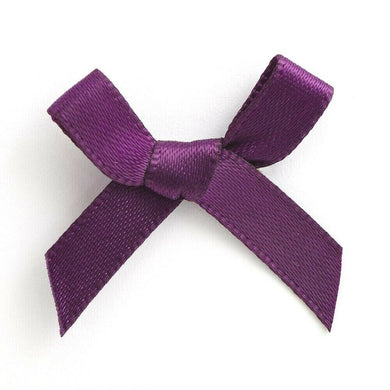 tghecraftshop.net Trucraft - 3cm / 7mm Satin Ribbon Mini Craft Bows - PURPLE - Pack of 20