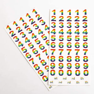 Italian Options - Rainbow Numbers and Date Craft Stickers - 2 Sheets