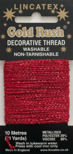 www.thecraftshop.net Lincatex Gold Rush Metallic Decorative Glitter Embroidery Thread 10m - RED