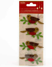 Load image into Gallery viewer, thecrafsthop.net Italian Options - Glitter Robins Christmas Card Toppers - Pack of 4
