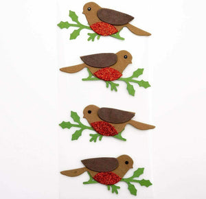 thecraftshop.net Italian Options - Glitter Robins Christmas Card Toppers - Pack of 4
