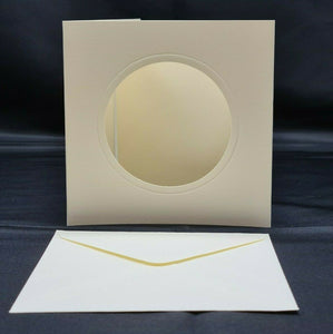 Trucraft - Ivory Blank Circle 5" x 5"  Tri Fold Aperture Cards with Envelopes - Pack of 5