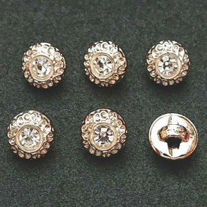 www.thecraftshop.net Trucraft - 11mm Pale Gold Diamante Shank Buttons - Pack of 6