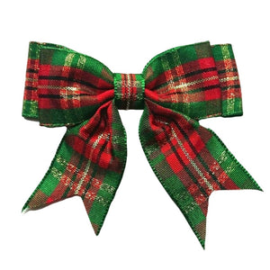 www.thecraftshop.net Large 25mm Satin Ribbon Double Bows - Tartan - Pack of 5