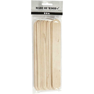 Creotime - Wooden Natural Birch Wide Craft Lolly Sticks  - Pack of 15 - 20cm x 25mm