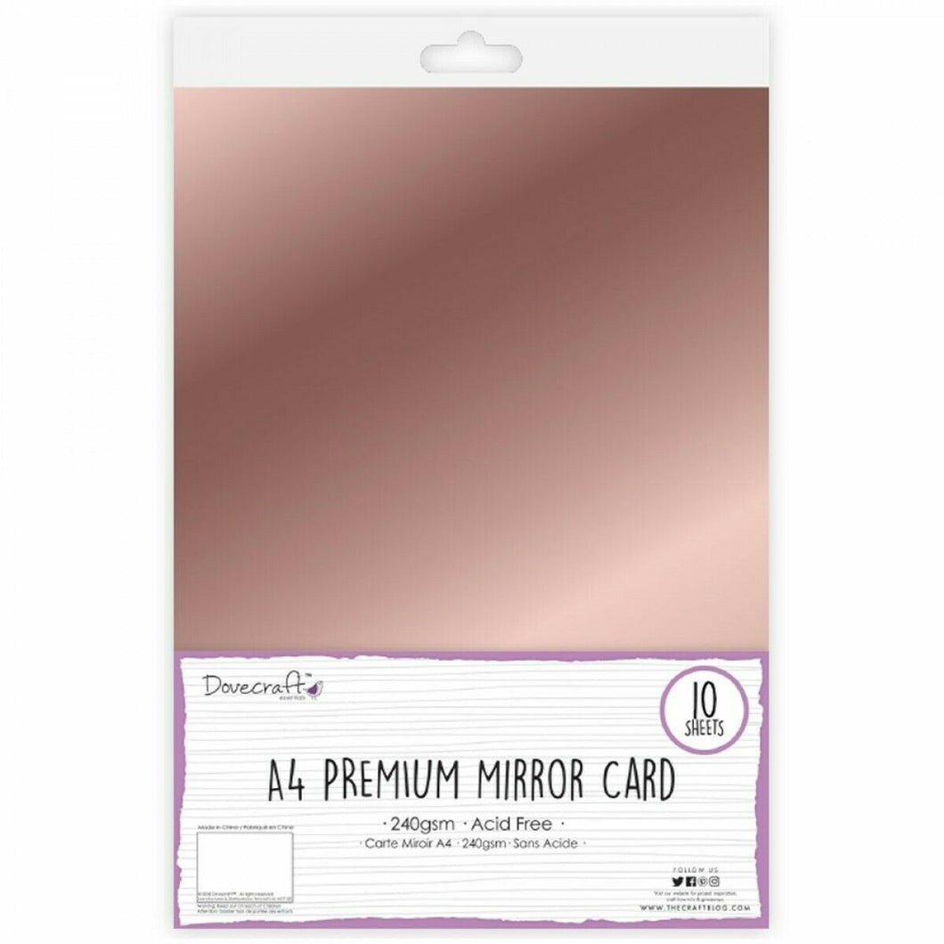 Dovecraft - Premium Mirror Card - ROSE GOLD - 240gsm - 10 x A4 Sheets