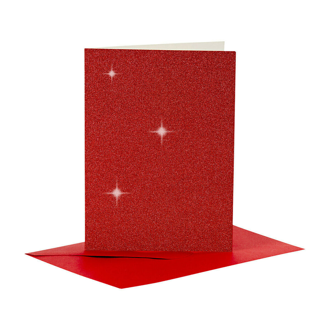 thecraftshop.net Vivi Gade - Red Glitter Luxury C6 Blank Cards and Envelopes - Pack of 4