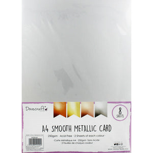 Dovecraft - A4 Smooth Metallic Craft Card - 4 Colours - 250gsm