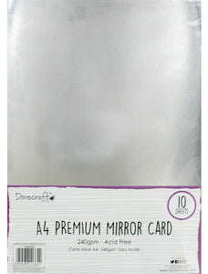 Dovecraft - Premium Mirror Card - SILVER - 240gsm - 10 x A4 Sheets