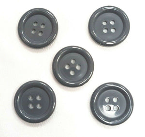 Trucraft - Grey Flat Coat Buttons - 4 Hole - Size 30 / 19mm - Pack of 5