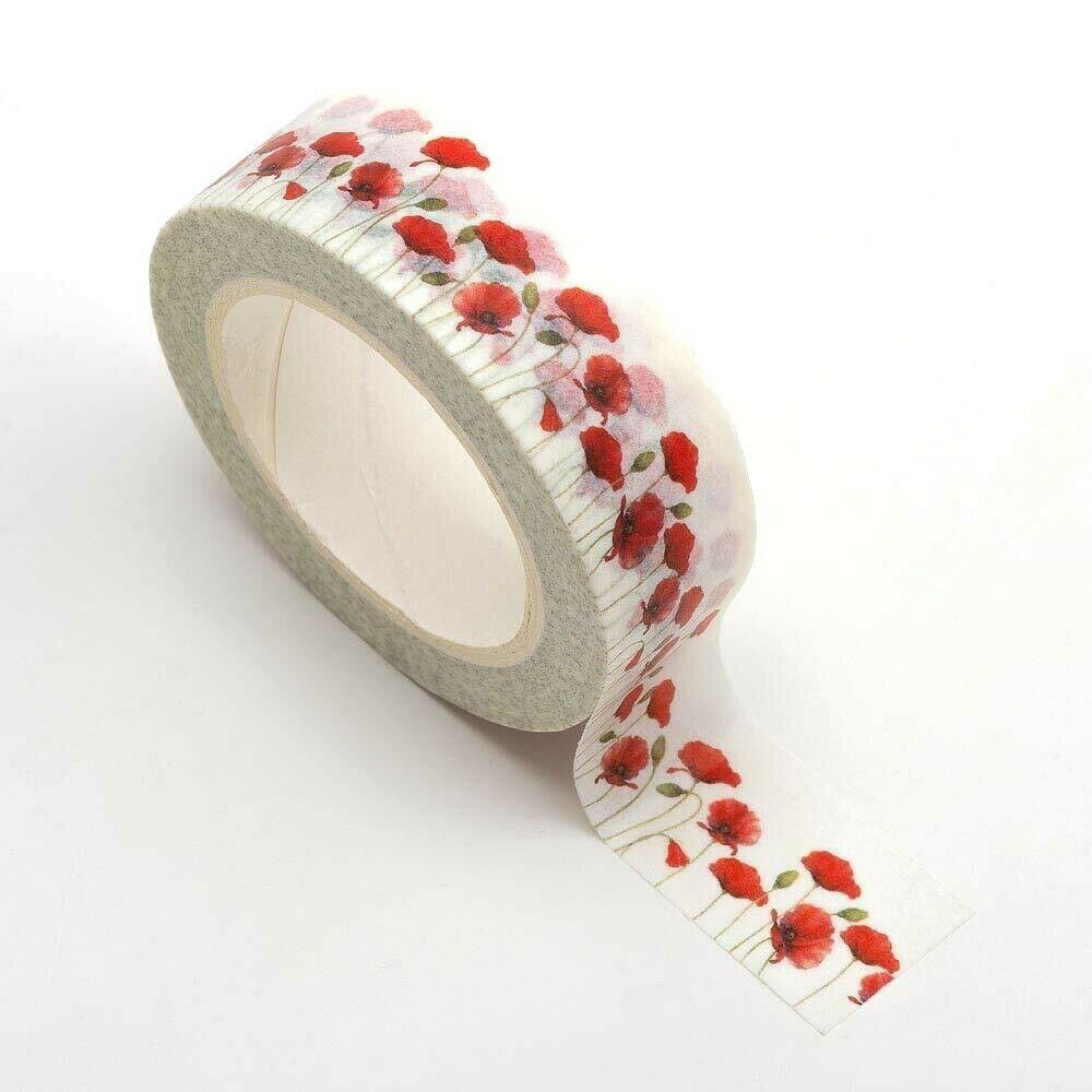 www.thecraftshop.net Italian Options - Washi Tape - 15mm x 10m Roll - Poppies