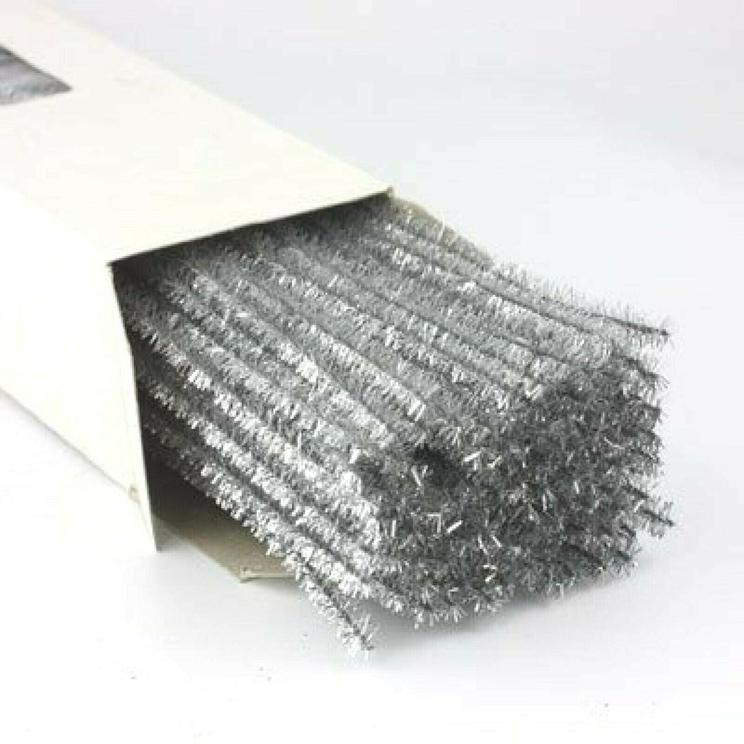 thecraftshop.net 100 x Jumbo Metallic Premium Craft Pipe Cleaners Stems 300mm x 6mm - SILVER