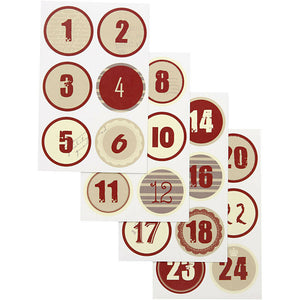thecraftshop.net Vivi Gade - DIY Advent Calendar Stickers - Red / Beige