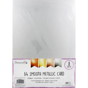 Dovecraft - Premium Smooth Metallic Card -  240gsm - 8 x A4 Sheets