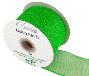 thecraftshop.net Eleganza - Deco Mesh - Waterproof Craft Ribbon - 63mm x 10m Roll - APPLE GREEN