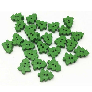 www.thecraftshop.net - Christmas Tree Shaped Buttons 2 Hole 15mm - Craft Embellishments - Pack of 25  