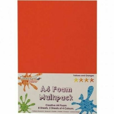 www.thecraftshop.net - Dovecraft A4 Foam Sheets - Orange and Yellow - 5050489044366