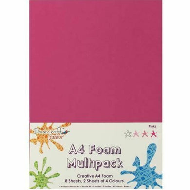 www.thecraftshop.net - Dovecraft A4 Foam Sheets - Pinks - 5050489044335