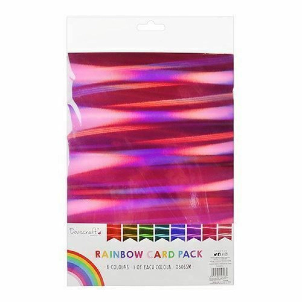 Dovecraft A4 Premium Art Craft Card Assortment 8 Sheets Rainbow Holographic