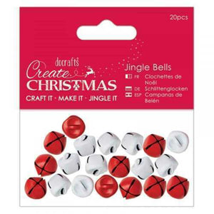 thecraftshop.net Docrafts Create - Christmas Jingle Bells - 12mm  Red / White