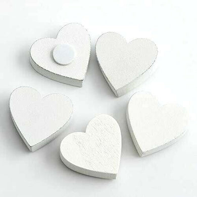 thecraftshop.net Italian Options - White Chunky Wooden Hearts - Self Adhesive - Pack of 10