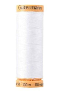 Gutermann 100% Natural Cotton Sewing Thread - 100m - Col. 5709 White