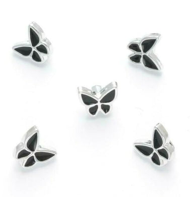 thecraftshop.net Trucraft - 12mm Silver Trim Black Butterfly Shank Buttons - Pack of 5