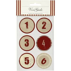 thecraftshop.net Vivi Gade - DIY Advent Calendar Stickers - Red / Beige 