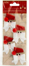 Load image into Gallery viewer, Italian Options - Glitter Santa Bows Christmas Card Toppers - Pack of 4
