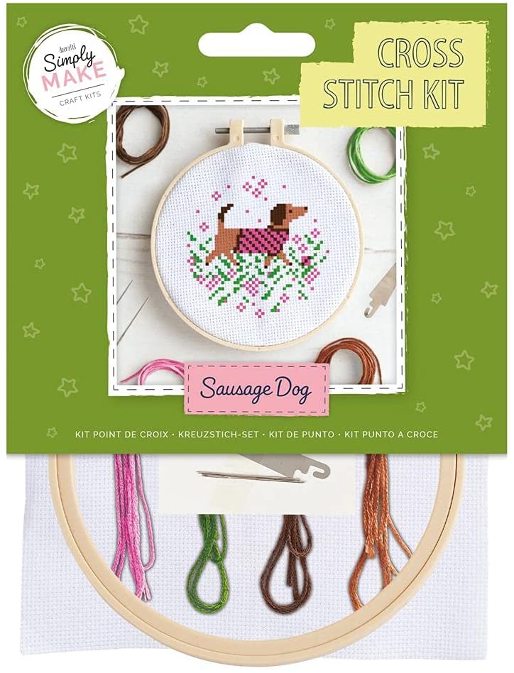 www.thecraftshop.net DoCrafts - Simply Make - Cross Stitch Kit - Sausage Dog