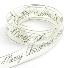 Load image into Gallery viewer, thecraftshop.net Italian Options - Merry Christmas Organza Wired Edge Ribbon - Silver
