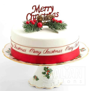 thecraftshop.net Italian Options - Merry Christmas Organza Wired Edge Ribbon - Red
