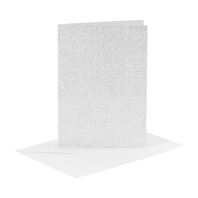 thecraftshop.net Vivi Gade - Silver Glitter Luxury C6 Blank Cards and Envelopes - Pack of 4