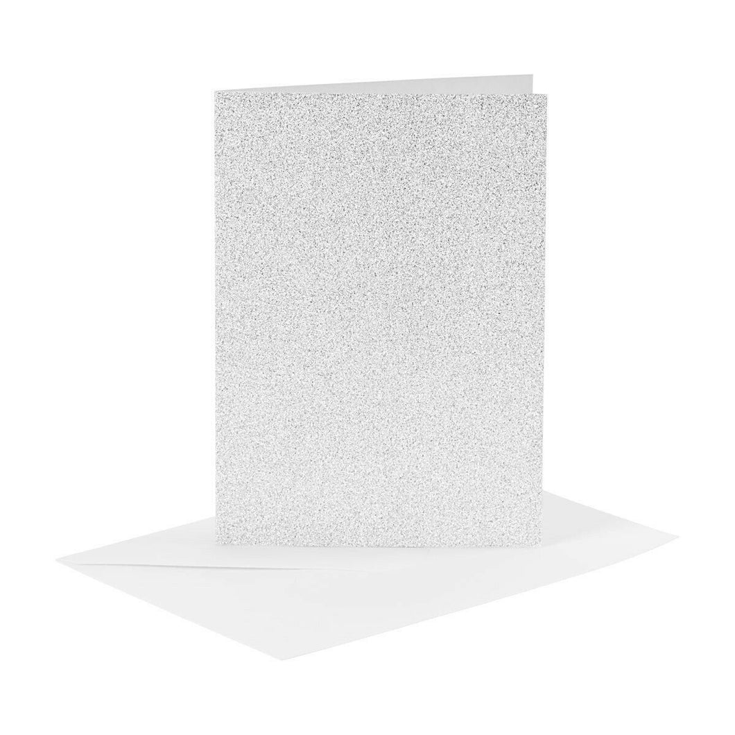 thecraftshop.net Vivi Gade - Silver Glitter Luxury C6 Blank Cards and Envelopes - Pack of 4