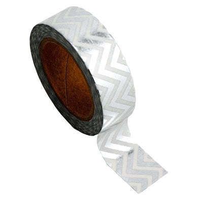 www.thecraftshop.net Italian Options - Washi Tape - 15mm x 10m Roll - Silver Chevron