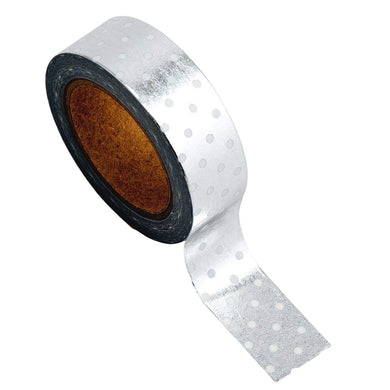 www.thecraftshop.net Italian Options - Washi Tape - 15mm x 10m Roll - Silver Polka Dot