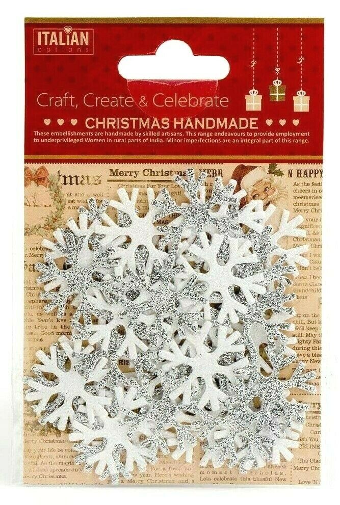 thecraftshop.net Italian Options - Glitter Snowflakes Christmas Card Toppers - Pack of 36