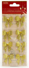 Load image into Gallery viewer, thecraftshop.net Italian Options - Gold Glitter Sparkle Bows Christmas Card Toppers - Pack of 8
