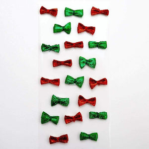 thecraftshop.net Italian Options - Sparkle Mini Bows - 2cm - Red / Green - Pack of 20