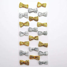 Load image into Gallery viewer, thecraftshop.net Italian Options - Sparkle Mini Bows - 2cm - Silver / Gold - Pack of 20
